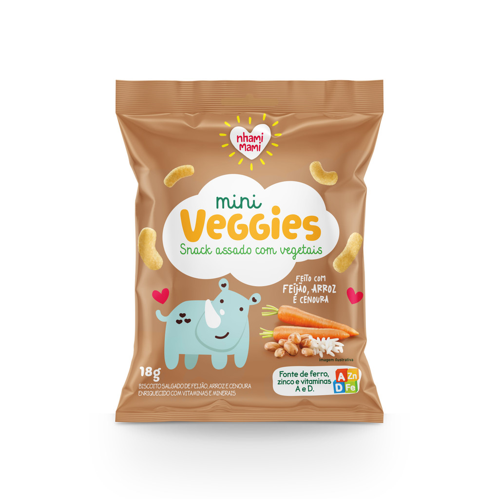 Kit 6 und Mini Veggie Snack Integral Feijão e Cenoura - 18g