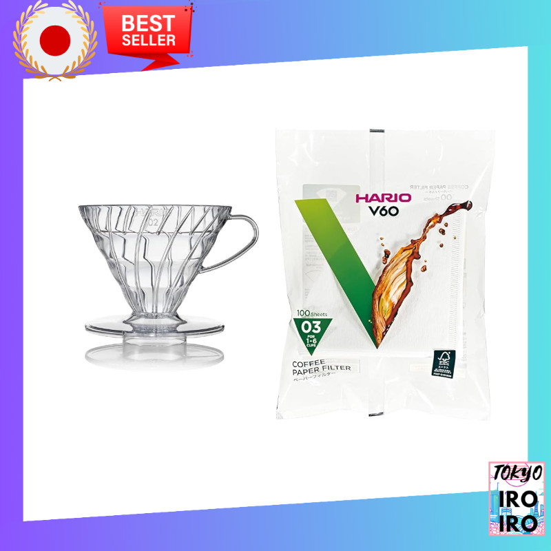 【Compra em conjunto】HARIO V60 Dripper Transparente 02 Clear para 1-4 xícaras Café Manual Japão VDR-02-T + Filtro de