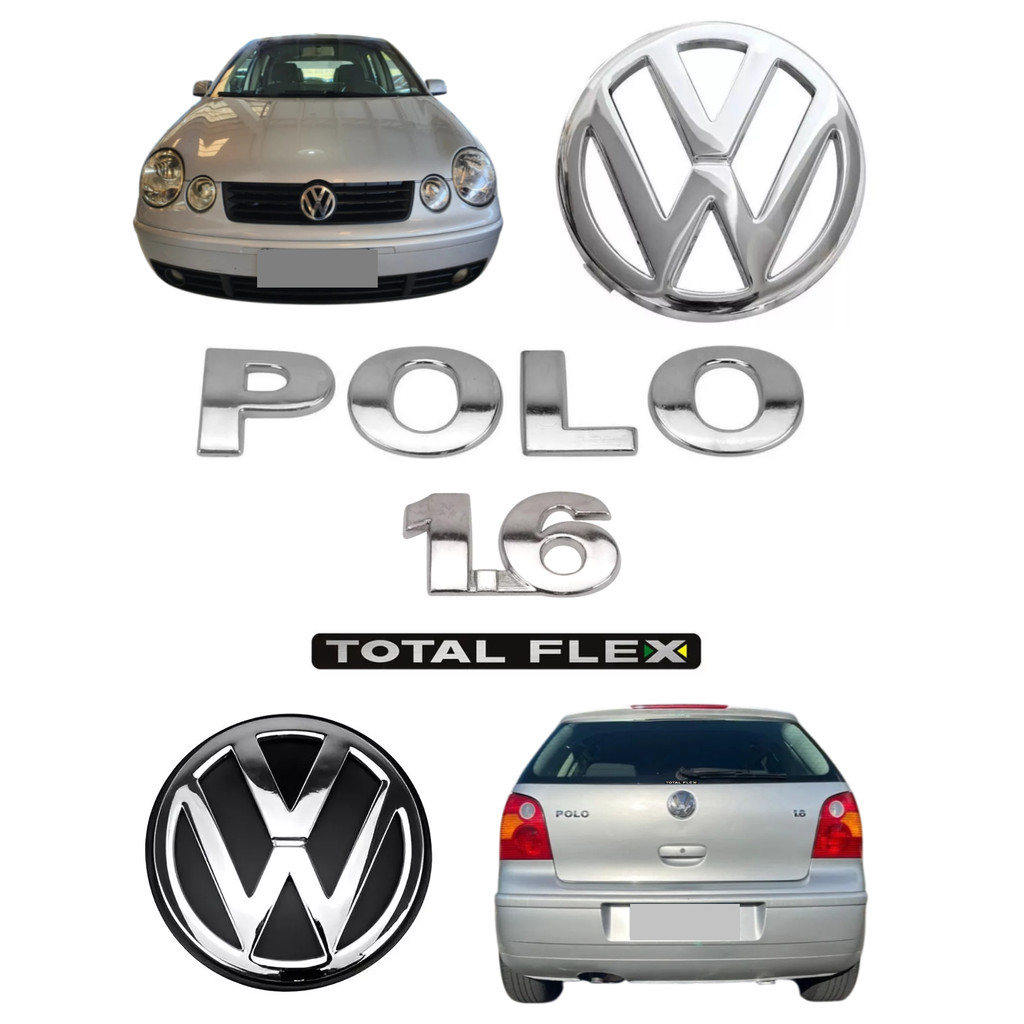 Kit Emblemas Polo 1.6 Flex - Hatch - 2003 À 2006 em Oferta na Shopee