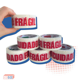 Fita Adesiva Branca Cuidado Frágil 48mm x 50 mts Para Embalagem Mudança Envios Produto Frágil em Oferta na Shopee
