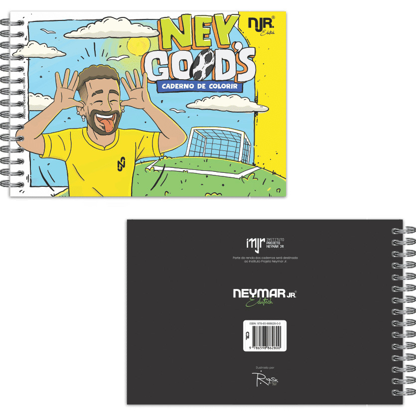 Ney Goods Livro de Colorir Oficial do Neymar Jr. com 35 pág Capa Dura