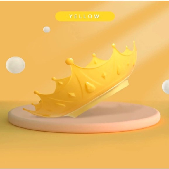 Touca de Banho de Criança Bebe Impermeável Chapeu Coroa Boné Bebe Ajustável Praia Amarelo Unissex