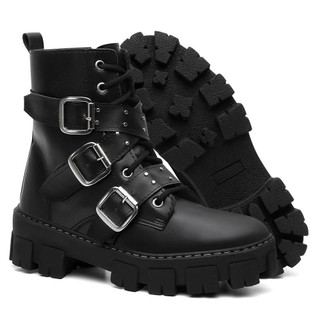 Coturno Rock Punk Gotico Estilo Fivela Sola Alta Tratorada