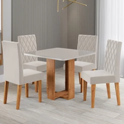 Mesa de Jantar 4 Lugares Magiore com Vidro - Viero Móveis