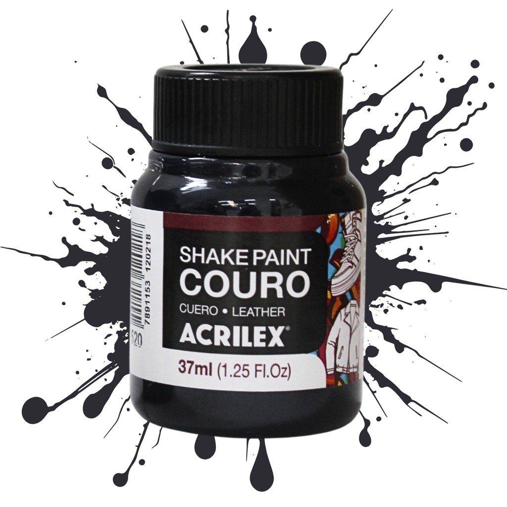 Shake Paint Couro 37ml 520 Preto em Oferta na Shopee