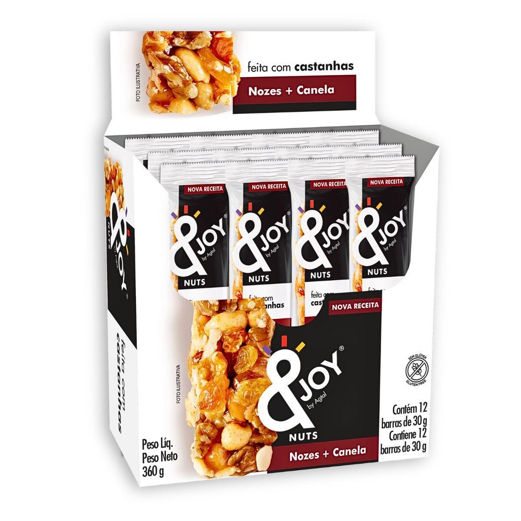 Caixa 12un Barra De Nuts 30G Enjoy Regular Nozes E Canela em Oferta na Shopee