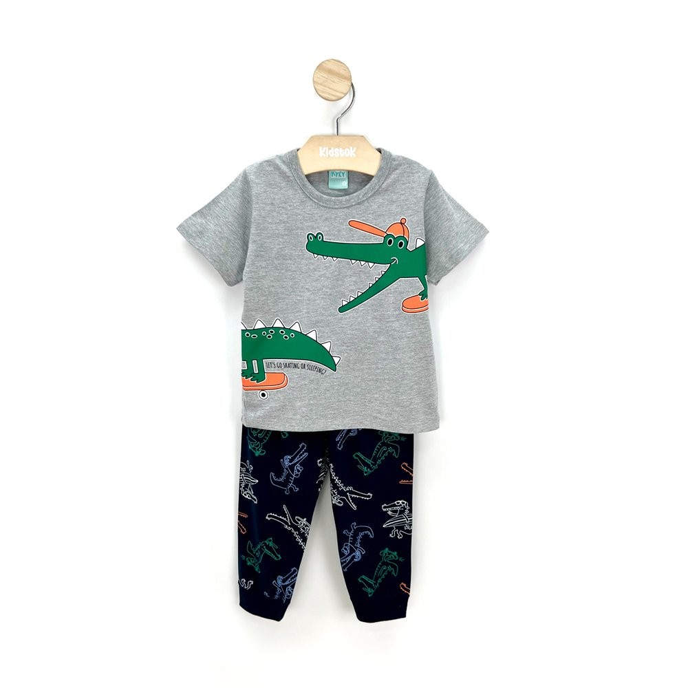 Pijama Menino Camiseta e Calça Jacaré Brilha no Escuro - Kyly em Oferta na Shopee