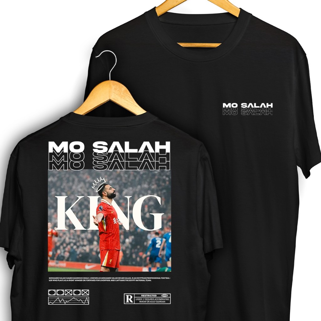 Camiseta Mohamed Salah King Frente e Verso Lateral Streetwear Blusa Camisa Futebol 100% Algodão
