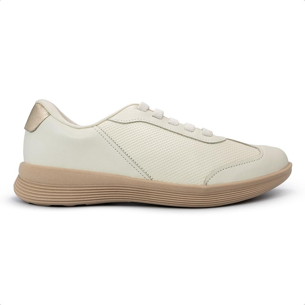 Tênis Usaflex Feminino Básico Couro Cadarço Elástico Casual UD02004