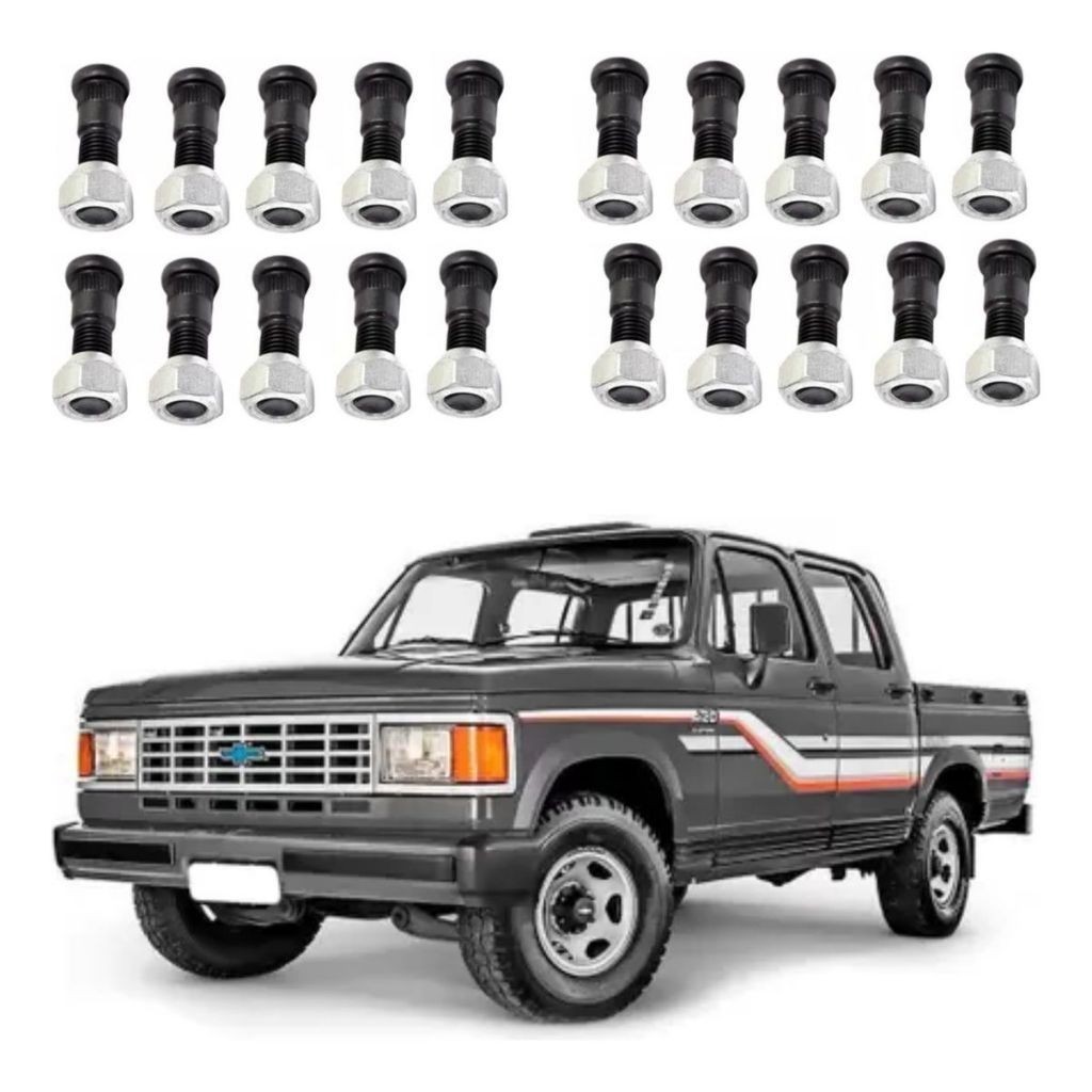 Kit 20 Parafuso Porca Roda Dianteiro Traseiro Silverado