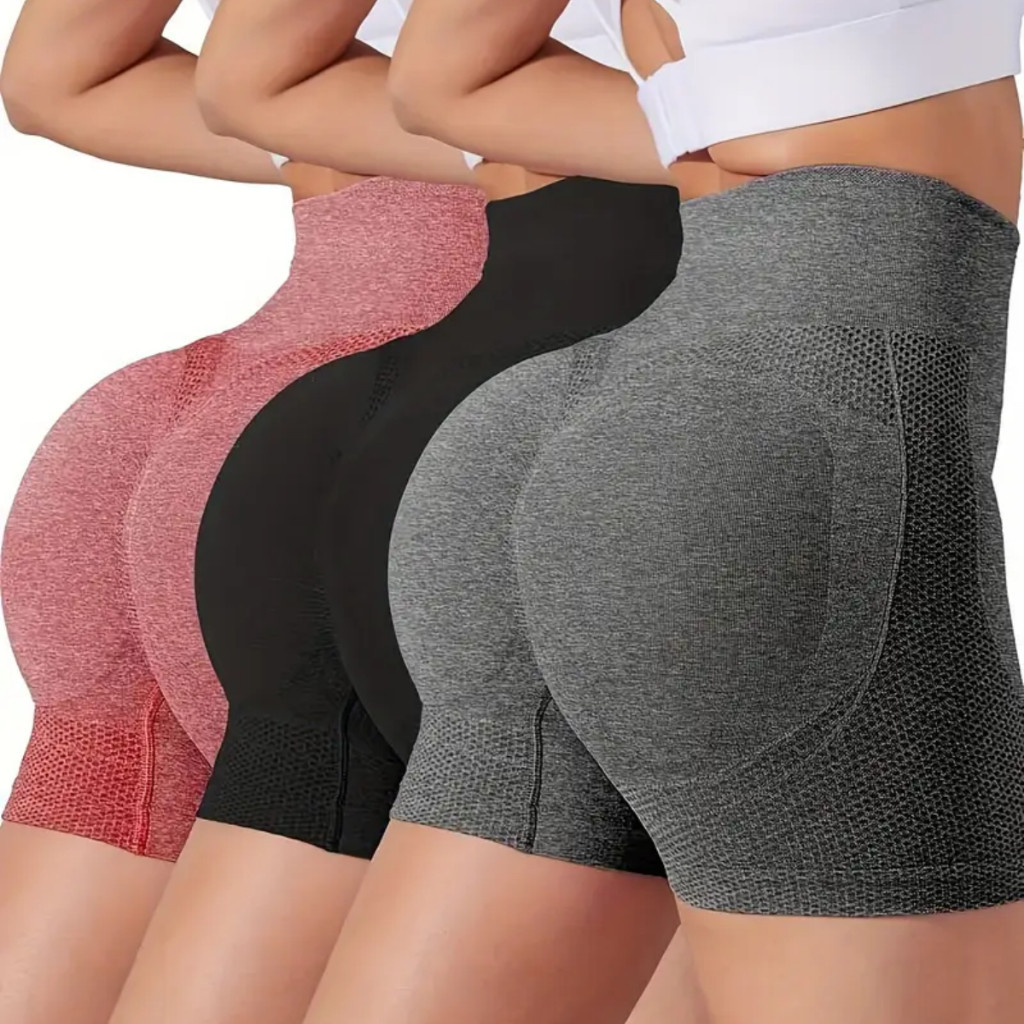 Shorts Fitness  Feminino Cintura Alta Academia Levanta Bumbum Sem Costura Escolha opção desejada