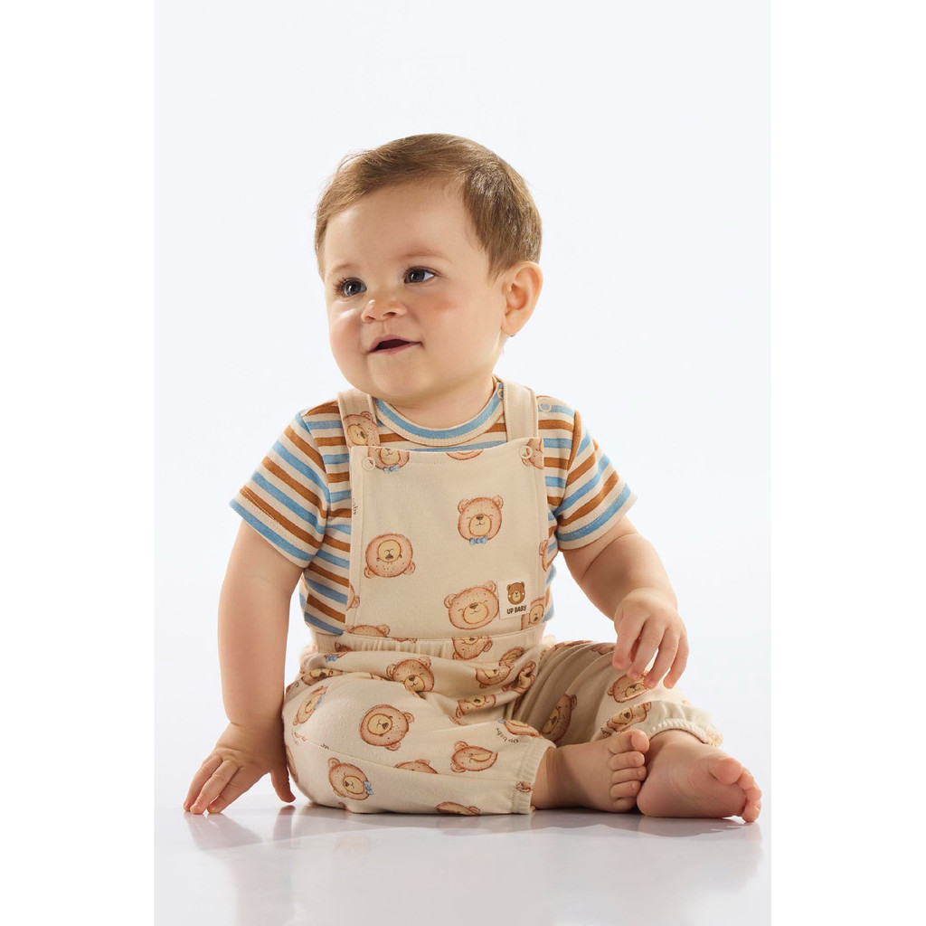 Conjunto Jardineira e Body Bebê Up Baby em Oferta na Shopee