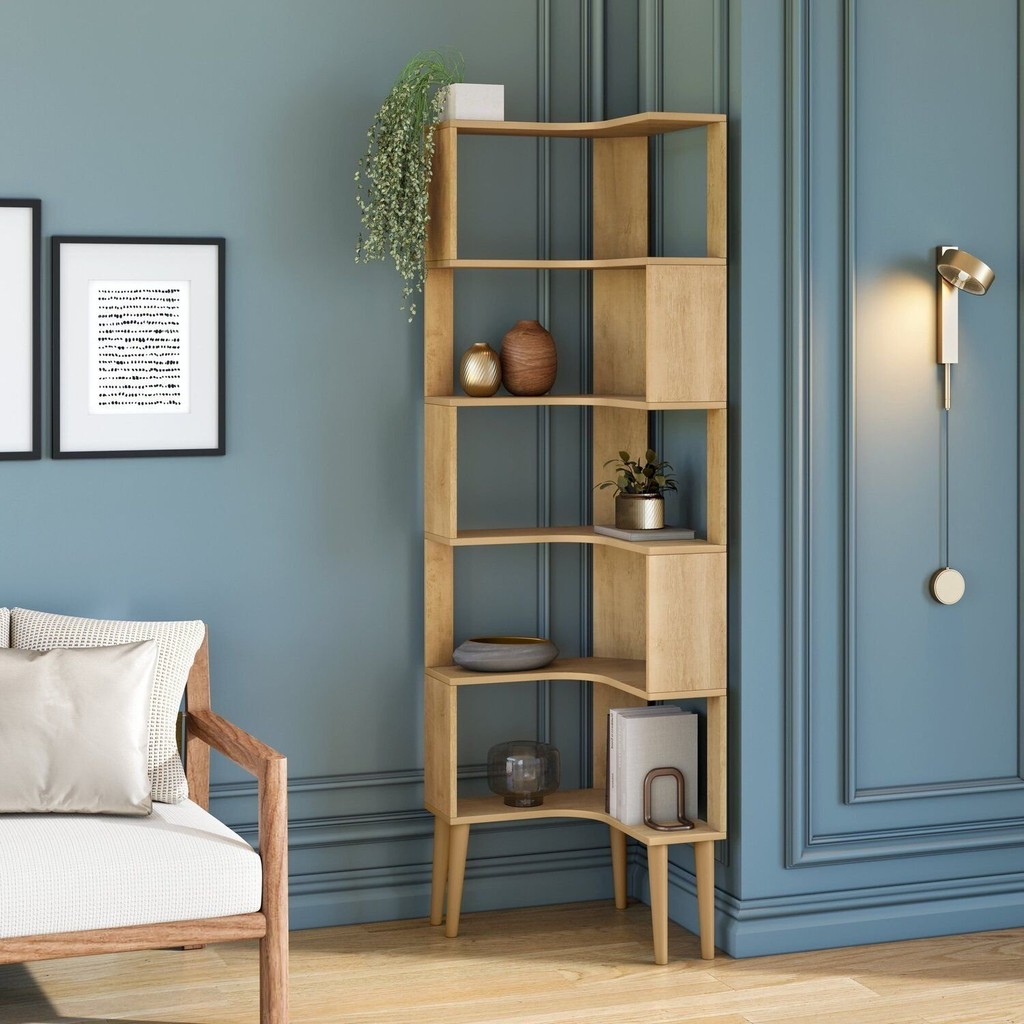 Estante Multiuso de Canto 6 Prateleiras em MDP Cinamomo Berlim Cinamomo em Oferta na Shopee