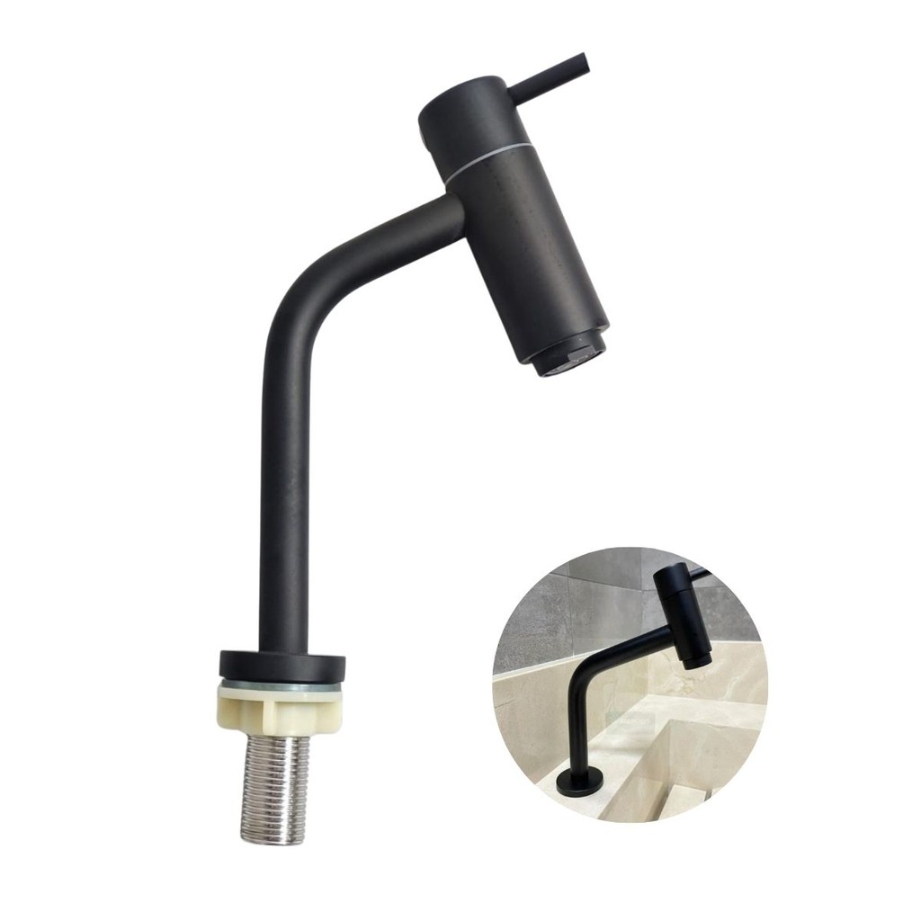 Torneira Banheiro Stillus Mesa Baixa Preta Cascata Moderna Inox Luxo Para Pia Lavabo