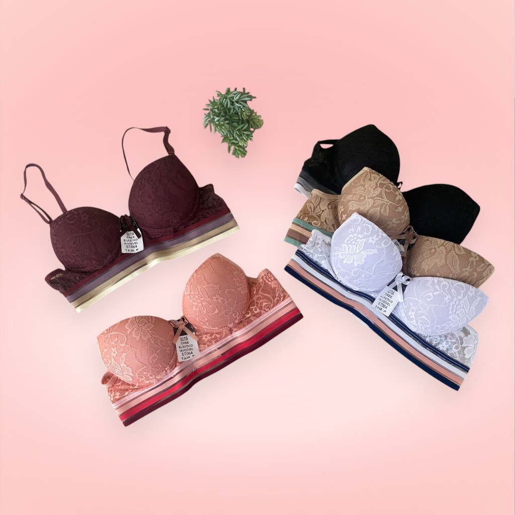 Sutiã Bojo de Renda e Cós Elástico Lingerie Fabricação Própria ST064 em Oferta na Shopee