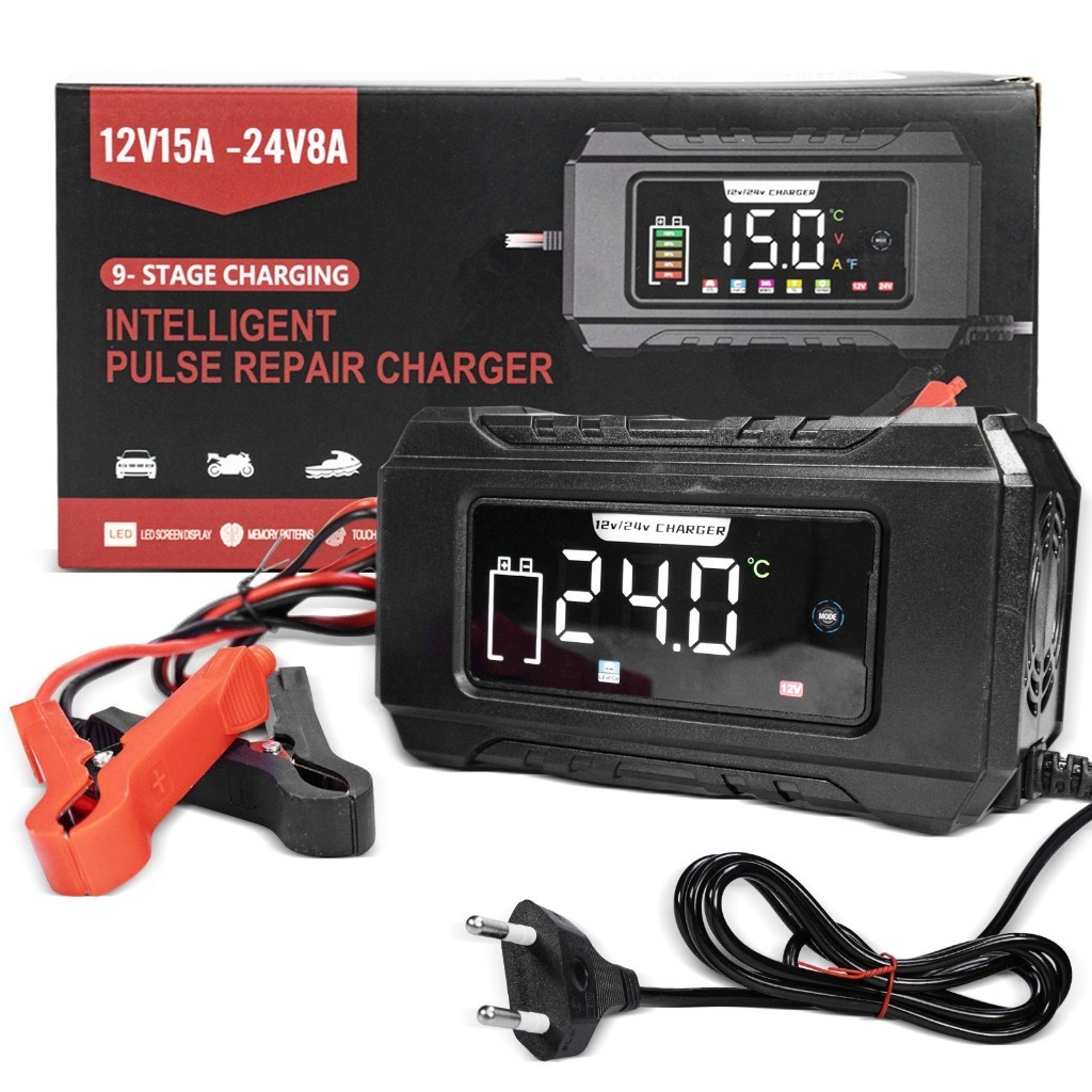 Carregador Inteligente 12V/24V 9 Estágios com Reparo por Pulso - Automático para Baterias Pb e LiFePO4 em Oferta na Shopee
