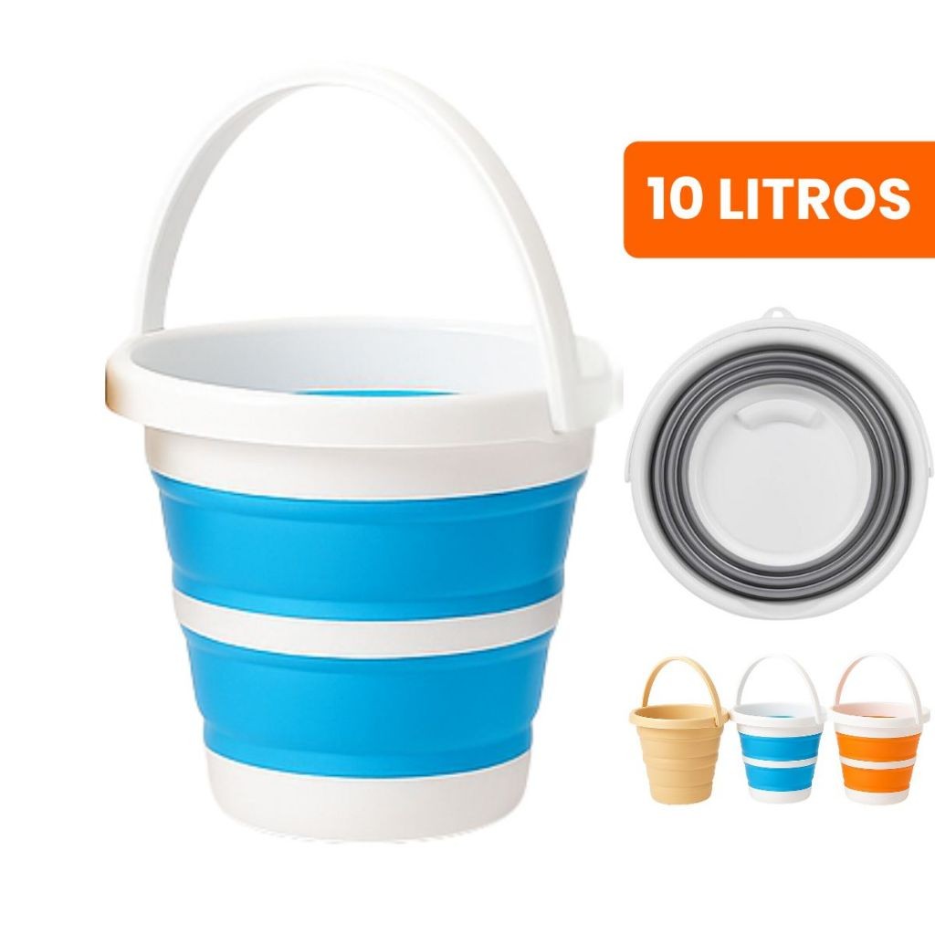 Balde Dobrável 3 5 10 Litros Retrátil de Silicone Multiuso em Oferta na Shopee