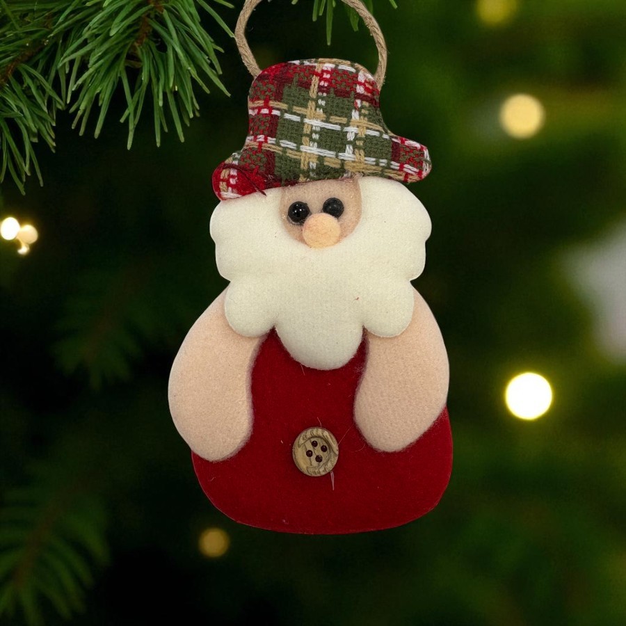 Enfeite Para Pendurar de Natal - Papai Noel Artesanal - Vermelho - 14,5x8cm - 1 unidade - Rizzo em Oferta na Shopee