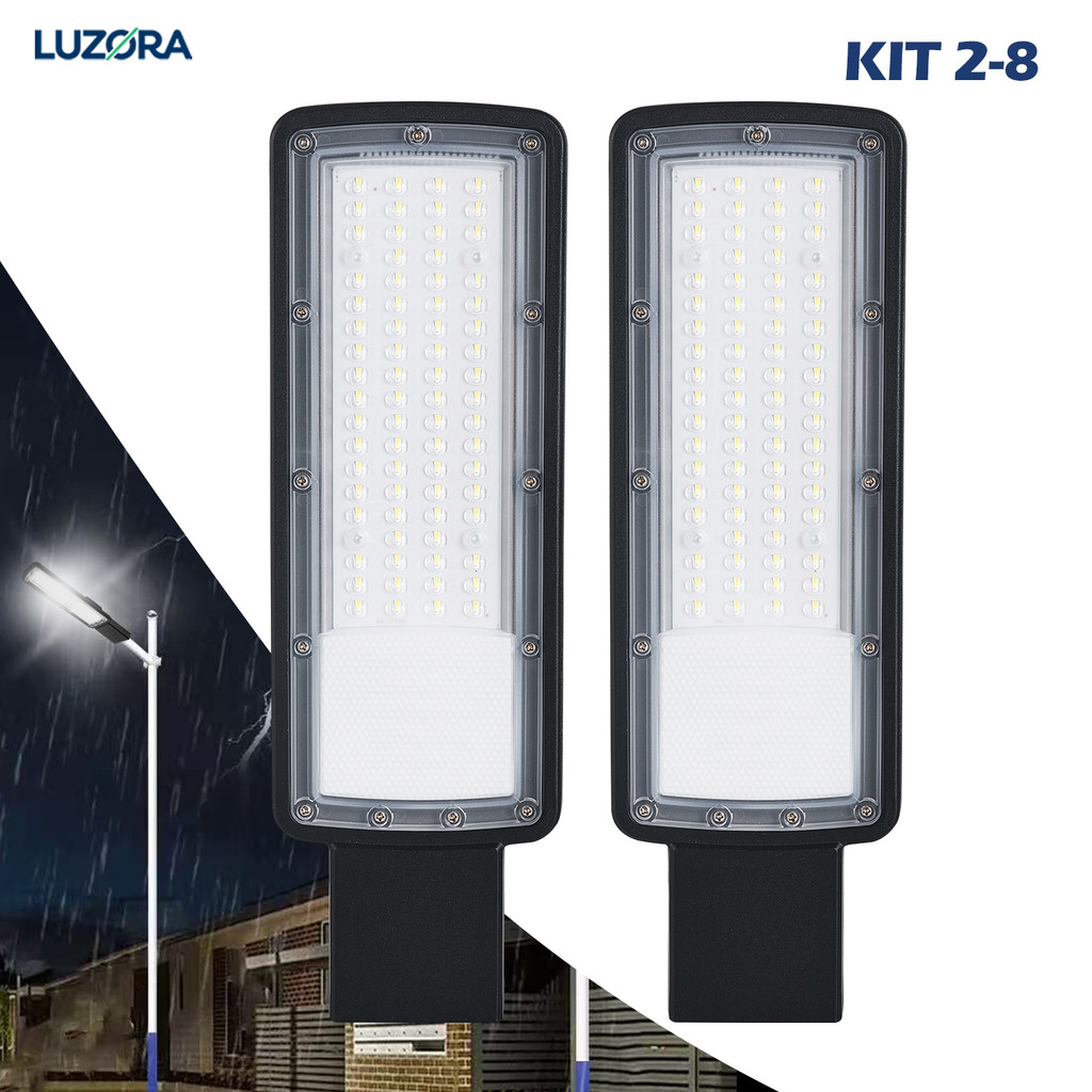 Kit 2 a 8 Luminária LED para Postes Bivolt 200W Super Brilho Durável Econômica Exteriores Pública em Oferta na Shopee
