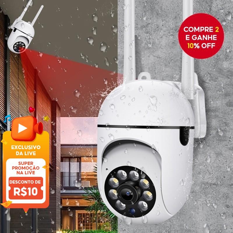 Câmera IP Sem Fio Para Detecção Corporal Interna E Externa Com Visão Noturna Colorida Ai