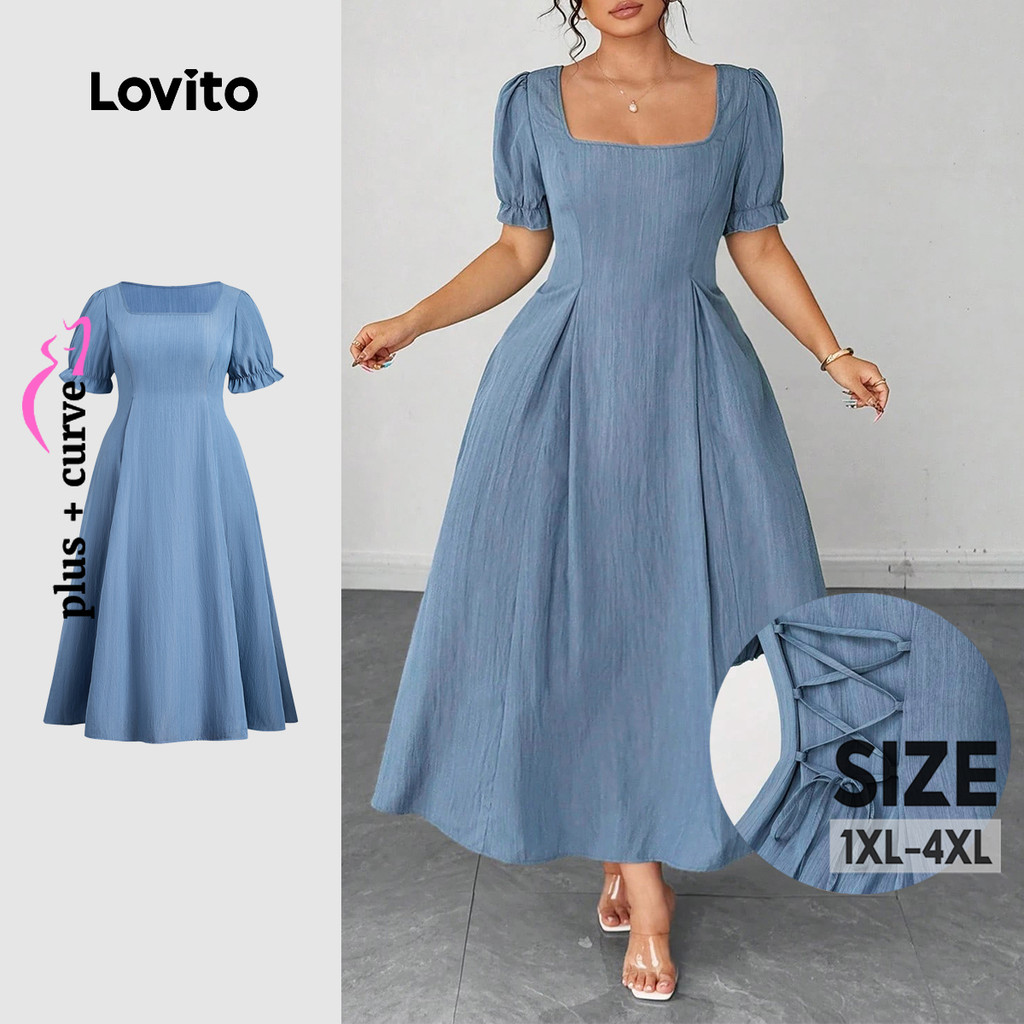 R21-OCT25-G-Back Lace-Up Ajustável Vestido Tamanho Grande-NEW-DRR21BR040 em Oferta na Shopee