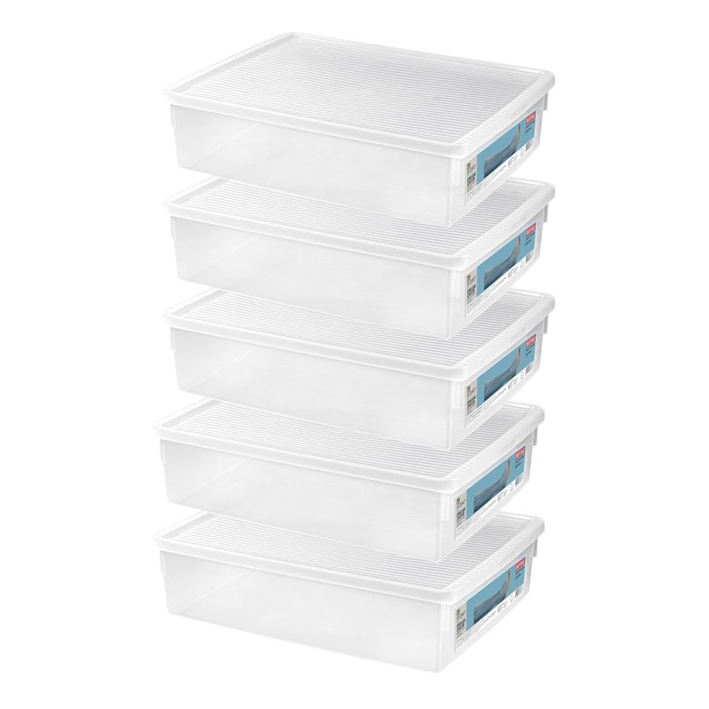 Jogo 5 Caixa Organizadora Tamanho Extra Grande Plástico Incolor Para Calçado E Bota My Closet Ordene em Oferta na Shopee