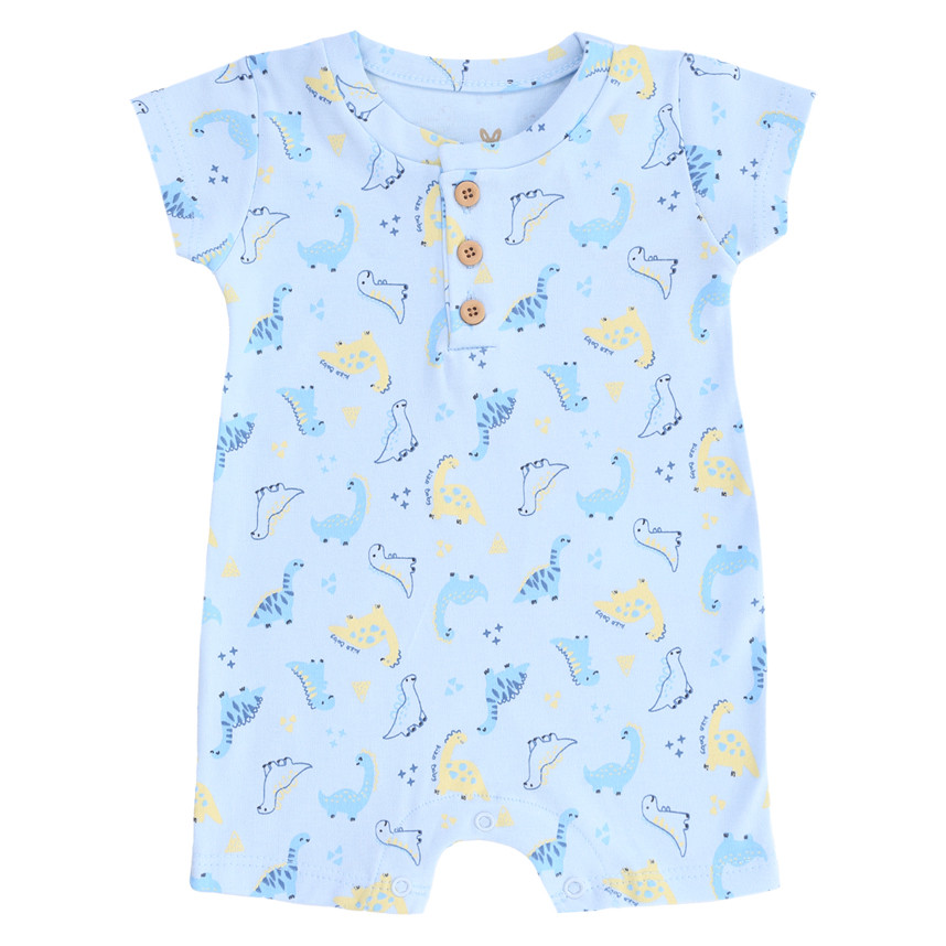 Macacão Curto Bebê Kiko Baby Em Suedine Estampa Dinos em Oferta na Shopee