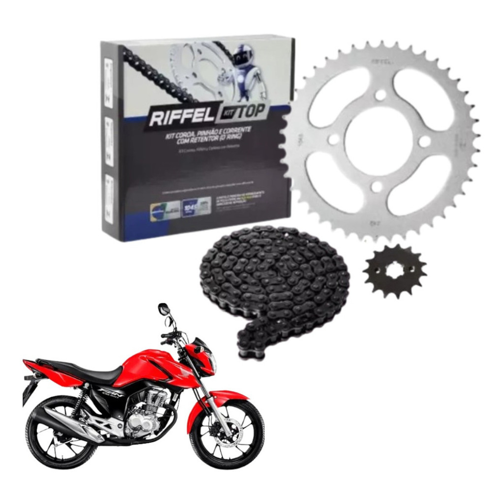 Kit Relação Tração Transmissão Com Retentor Cg Titan Fan 160 2016 2017 2018 A 2026 Original Riffel