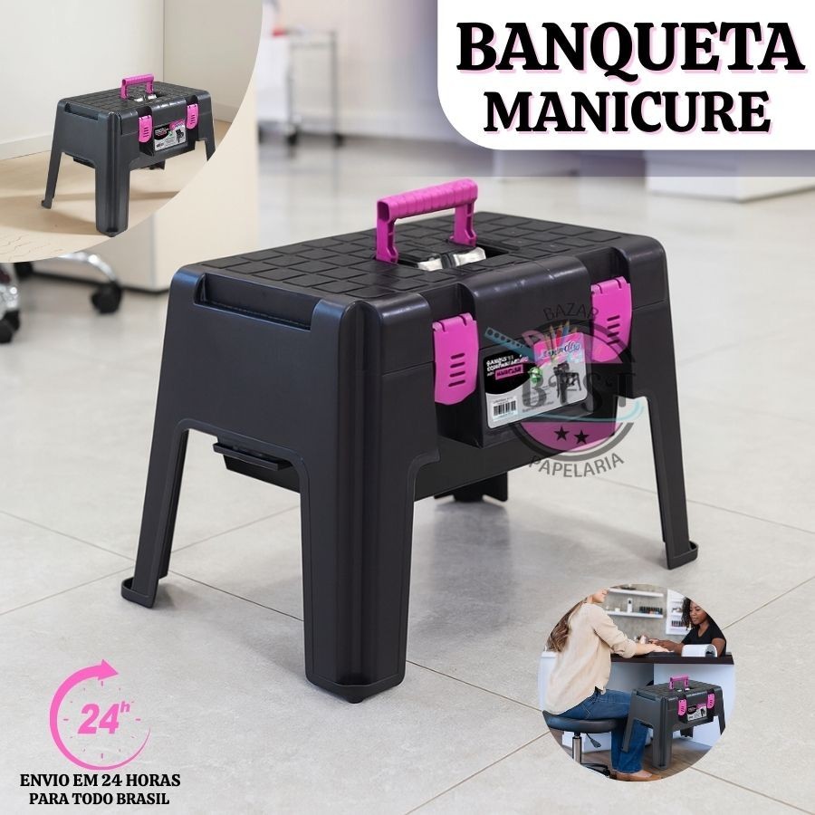 Banqueta Plástica Banquinho Banco Camping Pesca Maleta Multiuso - Manicure Pedicure Resistente