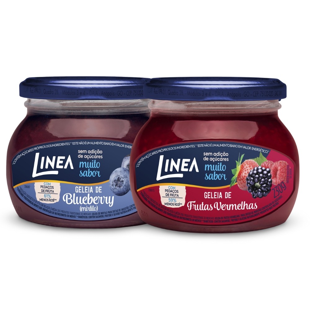 Kit 2 Geleias Linea Sabores Mirtilo e Frutas Vermelhas de 230g em Oferta na Shopee