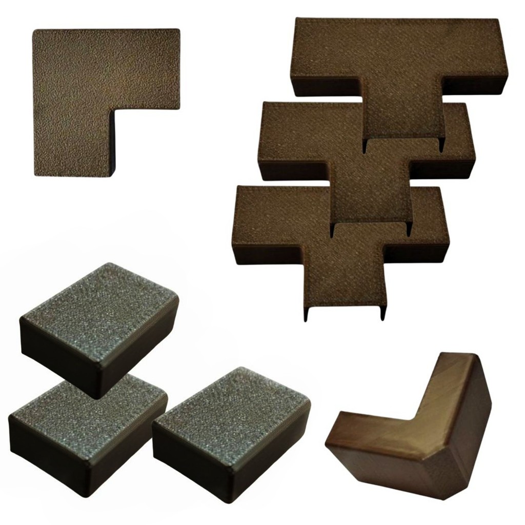 Kit Conexões Canaleta Mogno 20x10: 1x Externo +3x Tês +1x Plano +3x Luvas Ponta