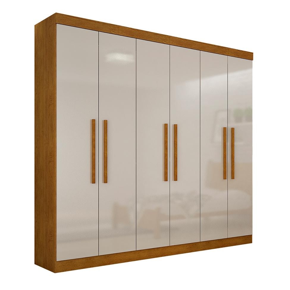 Guarda-Roupa Casal Malibu 6 PT Imbuia e Off White em Oferta na Shopee