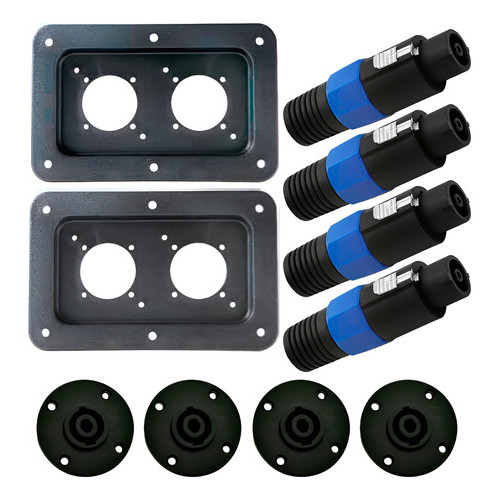 Kit 2 Espelho C/ 2 Furos E 4 Speakon Macho E 4 Fêmea 4 Vias