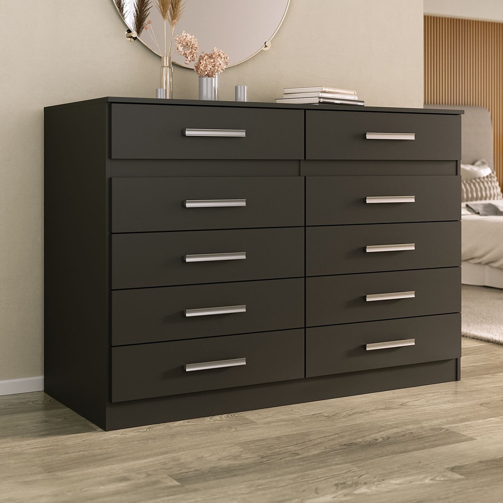 Cômoda 10 Gavetas 99,4x123x40,5cm Alexia - Yescasa Preto em Oferta na Shopee