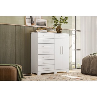 Cômoda 8 Gavetas 2 Portas com Cabideiro Verona Branco em Oferta na Shopee