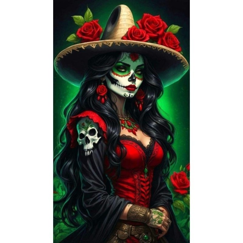 Quadro Pomba gira Rosa Caveira Entidade Poderosa Placa Decorativa MDF Caveira Mexicana Pombogira, pomba gira,pombagira