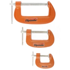 Kit Jogo 3 Grampo Sargento Tipo C Em Ferro Fundido 25mm - 50mm - 75mm Fixação Prender Resistente