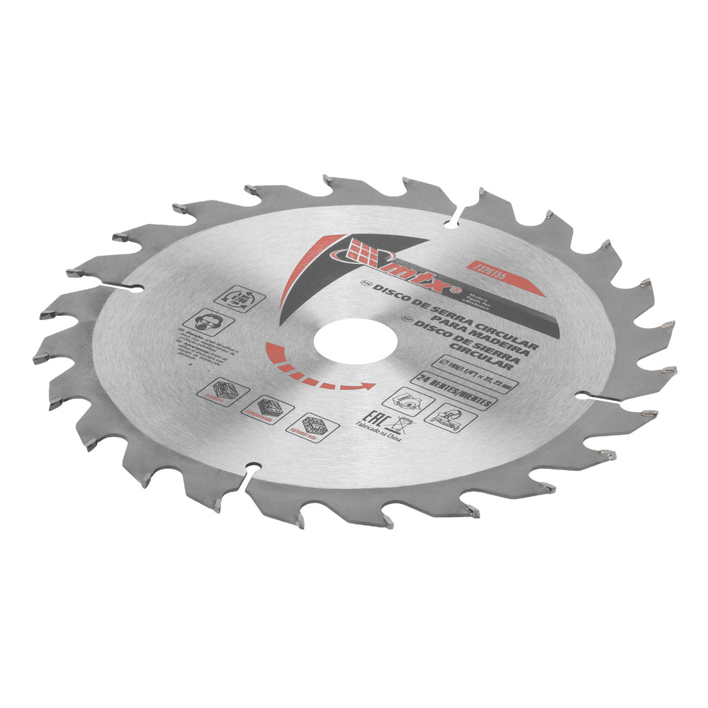 DISCO SERRA CIRCULAR PARA MADEIRA, 185MM (7,1/4POL.) X 22,23MM, 24 DENTES, 1PC // MTX