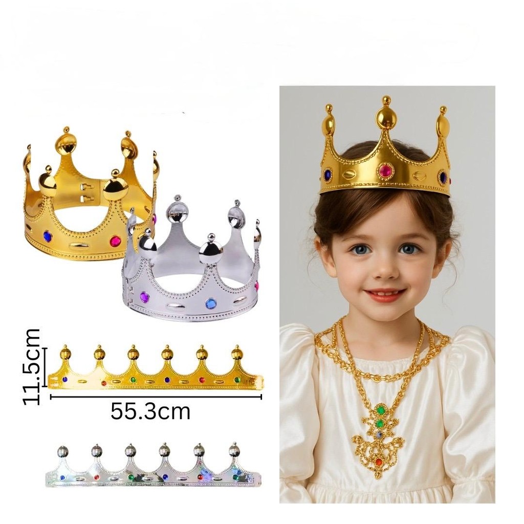 Coroa Rainha Bolinha Plástica Dourado ou Prata Ajustável dia das crianças presente natal surpresa