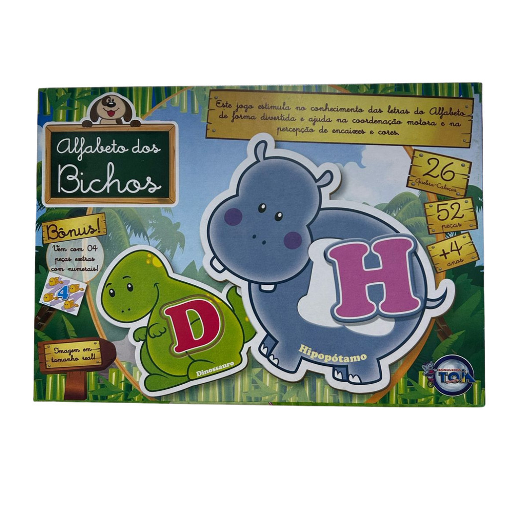 Alfabeto dos Bichos Quebra Cabeça Didático e Educativo em Oferta na Shopee