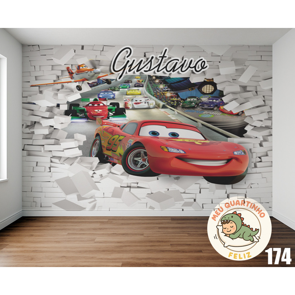 Papel de Parede Carros Relampago Macqueen Personalizado PAREDE TODA