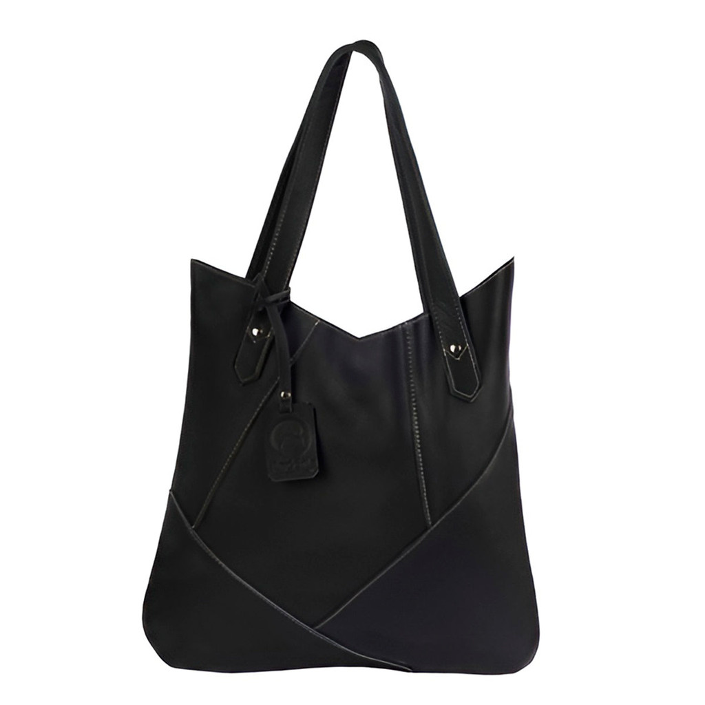 Bolsa de Ombro Couro Legítimo Maria Elegante na Cor Preto