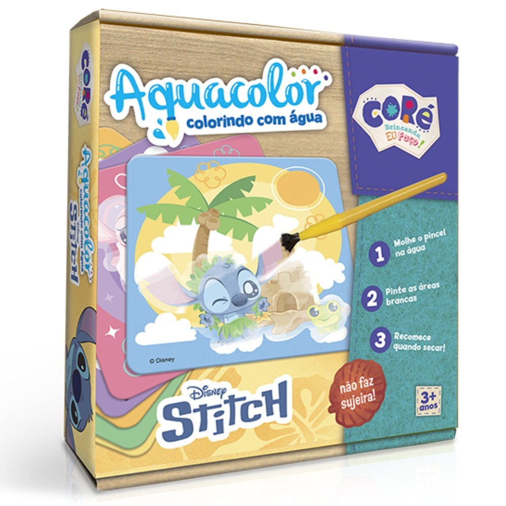 LIVRO DE COLORIR MÁGICO AQUACOLOR STITCH DISNEY TOYSTER ÁGUA PINTAR APAGA DESENHO BRINQUEDO INFANTIL