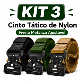 Kit 3 Cinto Tático Masculino Militar Em Nylon Reforçado Com Fivela Ajustável Alta Resistência