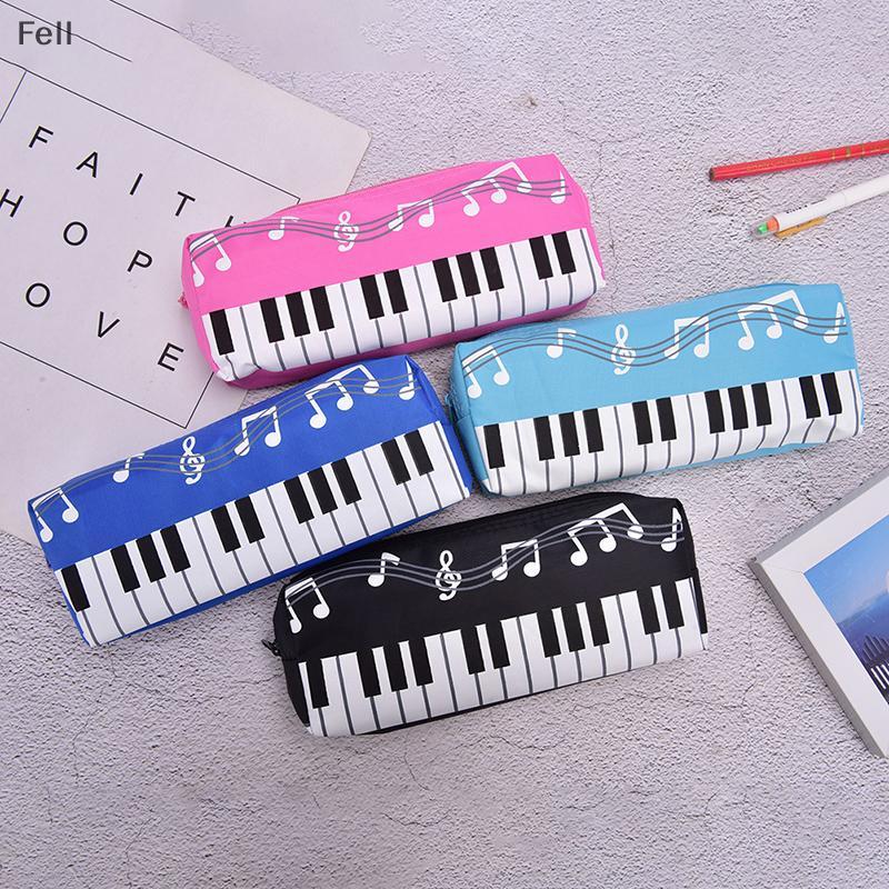 [Fel] Notas Musicais Piano Teclado Lápis Estojo Caneta Bolsas Grande Capacidade Papelaria Escritório Venda Quente