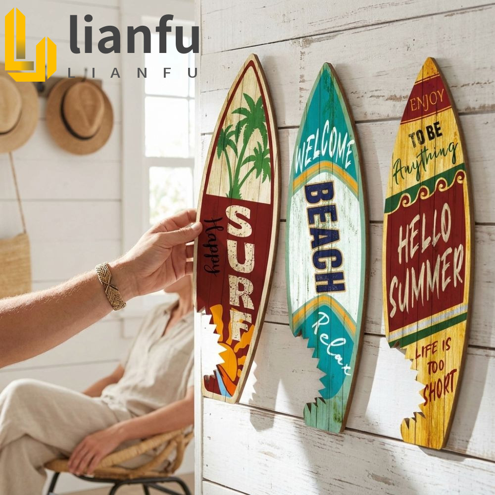 LIANFU 3 Peças De Suspensão De Parede Para Prancha De Surf , Decoração Colorida De Praia Com Estampa Vintage , Estilo Ha