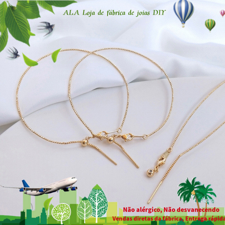 14K banhado a ouro cor-preservando lote flor pulseira tipo pino retrátil ajustável pulseira DIY acessórios