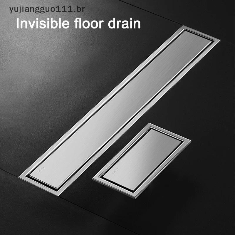 # Novo Dreno De Piso De Azulejo Invisível Brshed Gold 304 Lavatório De Aço Inoxidável Chuveiro De Banheiro Drenagem Line