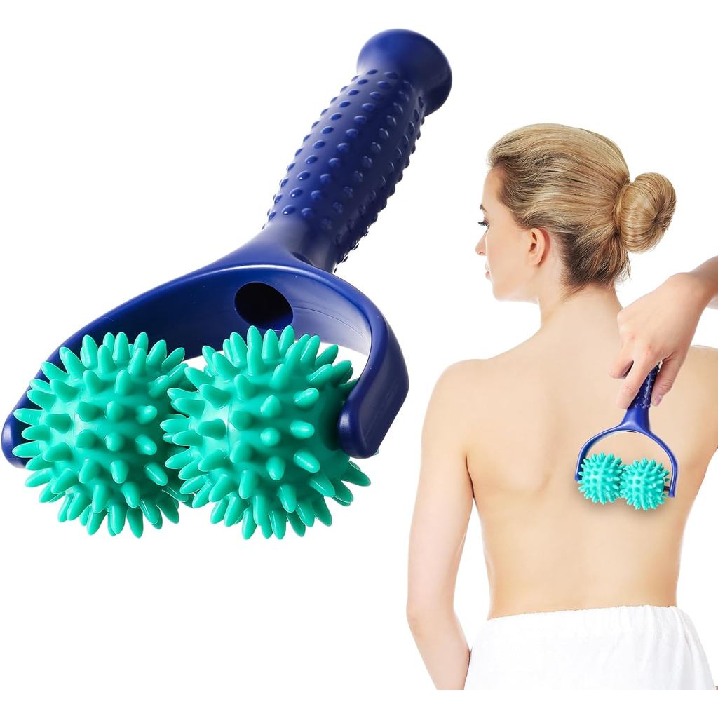 Rolos de Massagem com Pontas Portáteis, Rolos de Massagem com Pontas de 2 Rodas, Rolo de Massagem Manual de Silicone com