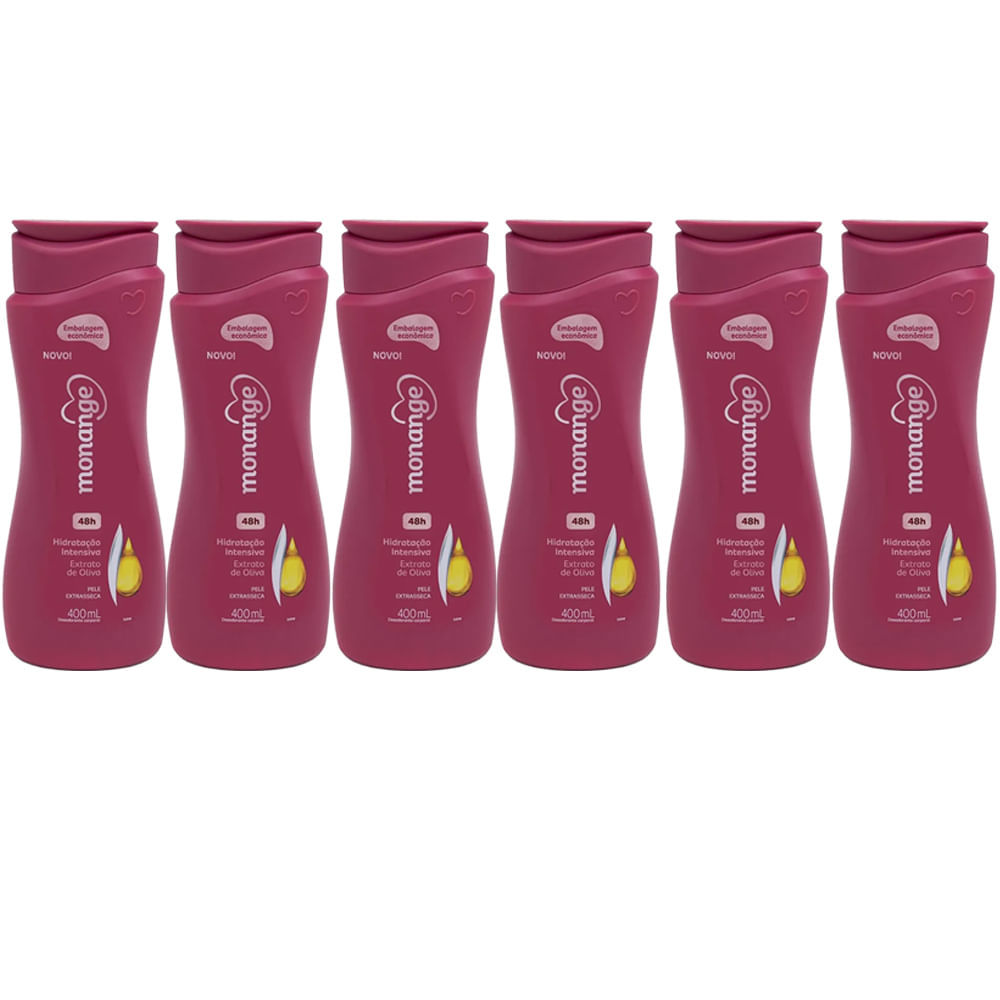 Kit Creme Corporal Monange Hidratação Intensiva Extrato De Oliva 400ml - 6 Unidades